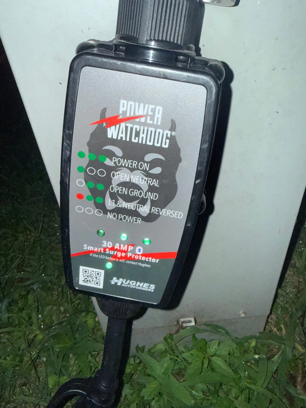 The family's Power Watchdog connected at a campsite