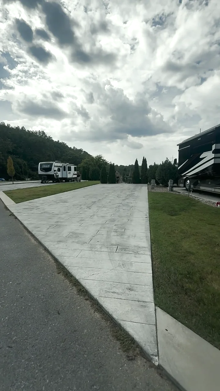 Level paved pad at site 145 before our camper was parked